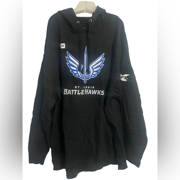 XFL Other - XFL St. Louis Battle Hawks Black Kangaroo Pocket Sweatshirt Hoodie NWT Size 4XL